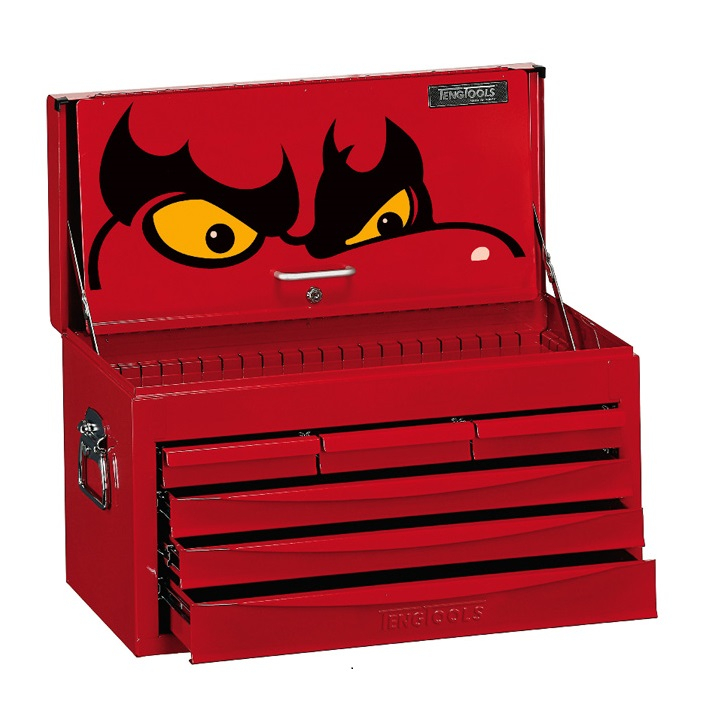 Teng Tools 3 Drawer Professional Portable Steel Lockable Red SV Middle Tool Box TC803USV 